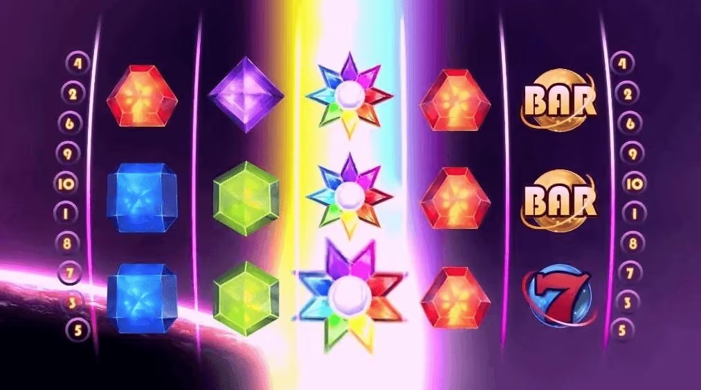 Starburst gameplay showing an expanded Wild covering the centre reel