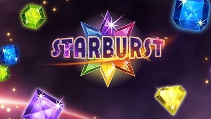 Starburst slot logo surrounded by coloured gemstones